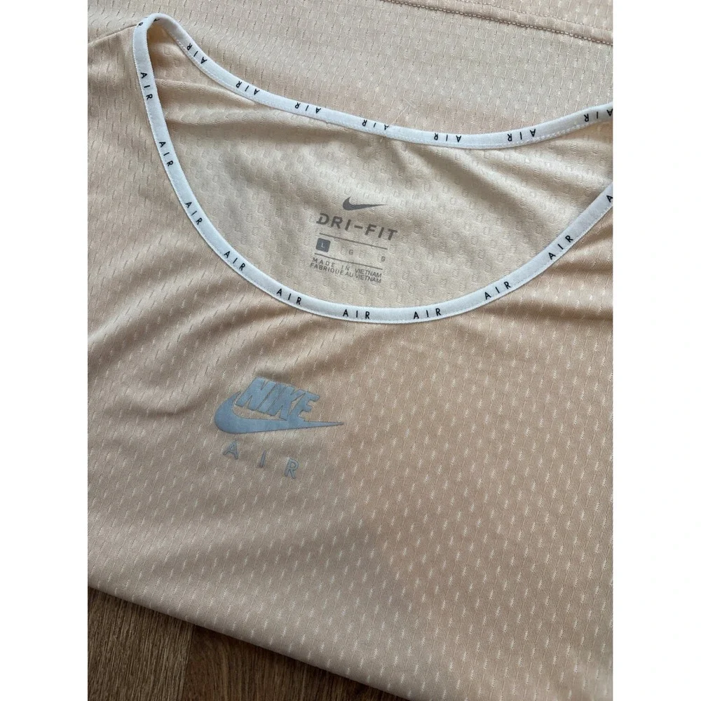 Nike Air Dri-FIT Women Tan Peach Cropped Running Top Large CU3102-805